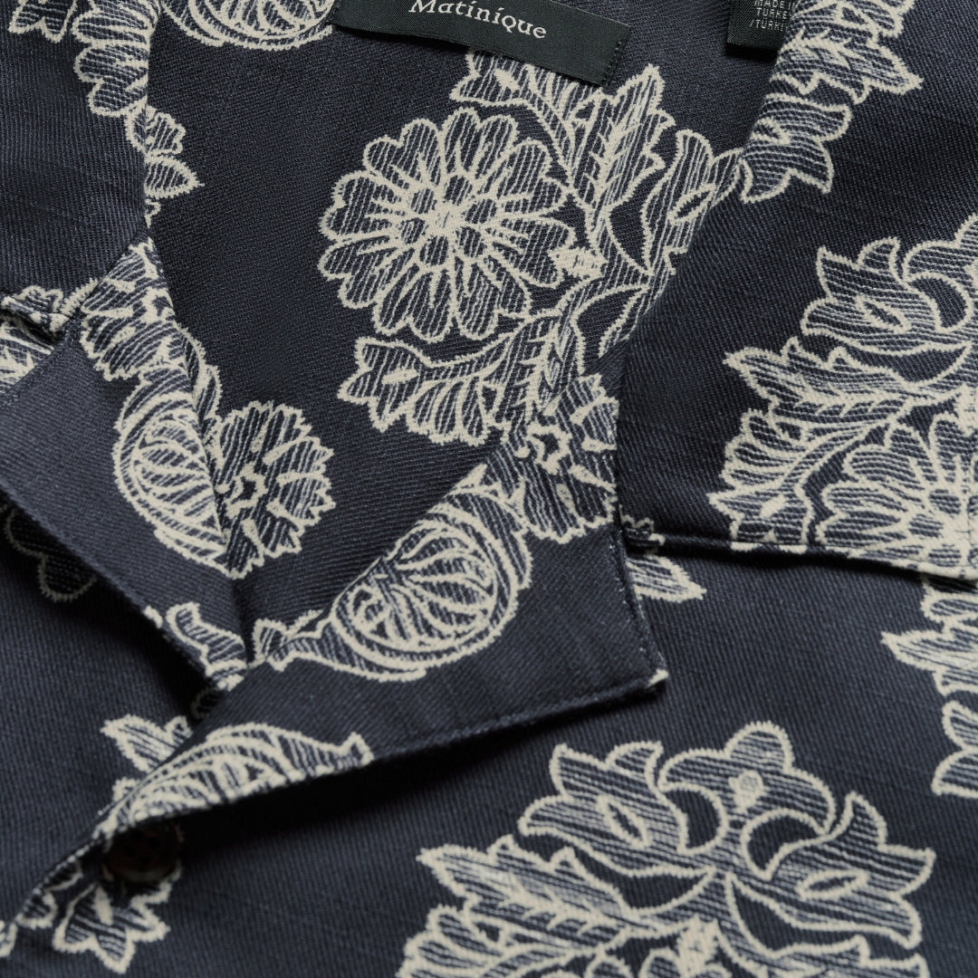 MAKlampo Medallion Print Shirt Navy