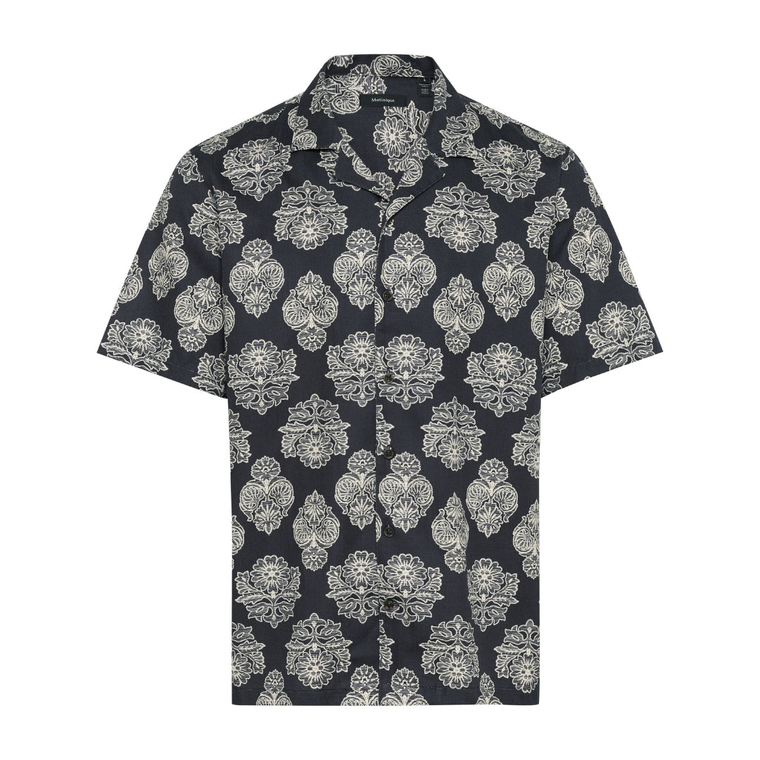 MAKlampo Medallion Print Shirt Navy