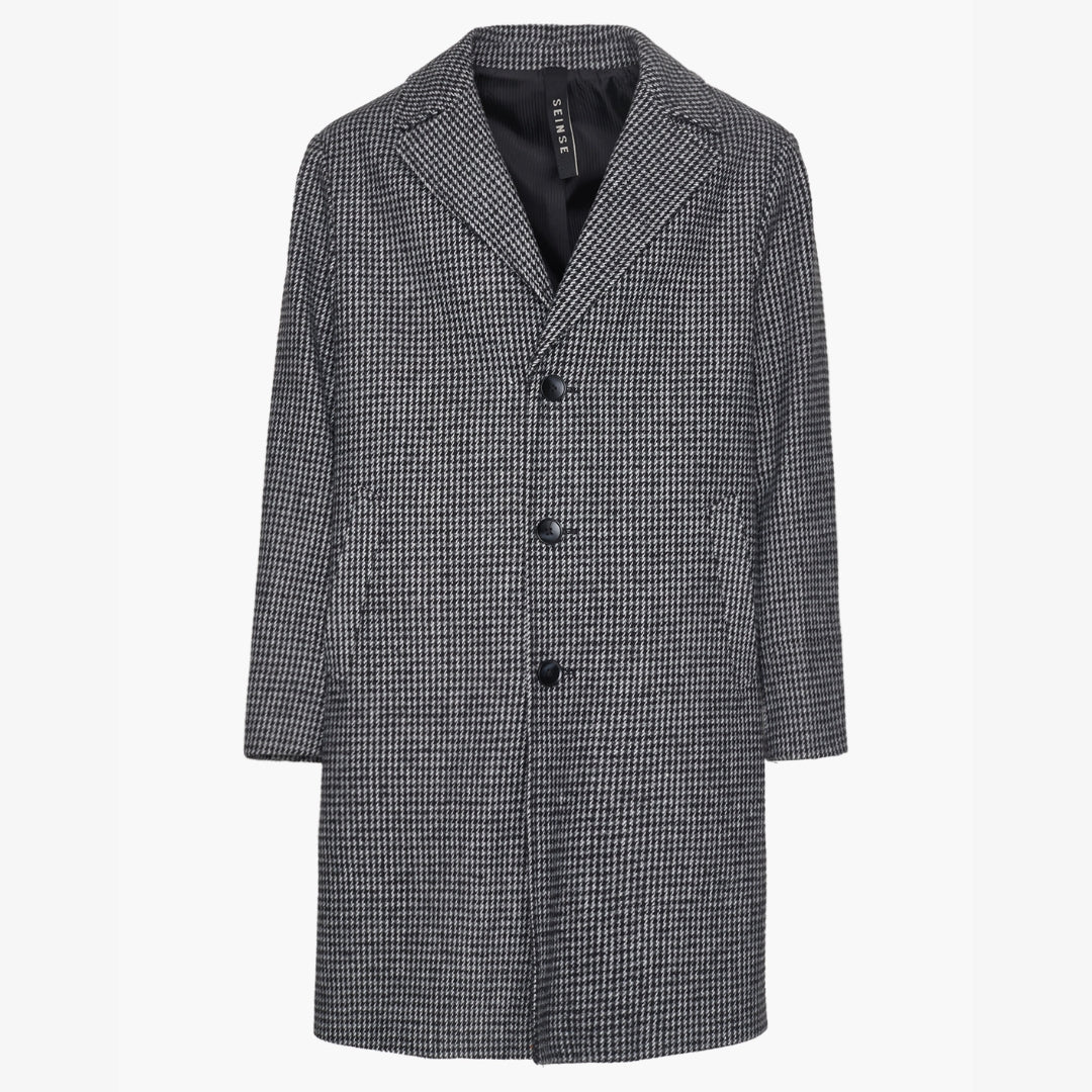 Single Breasted Check Overcoat