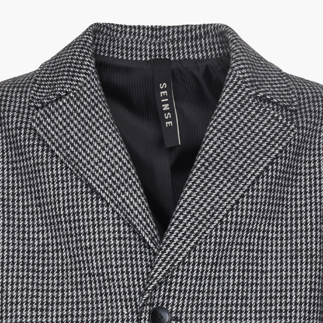 Single Breasted Check Overcoat