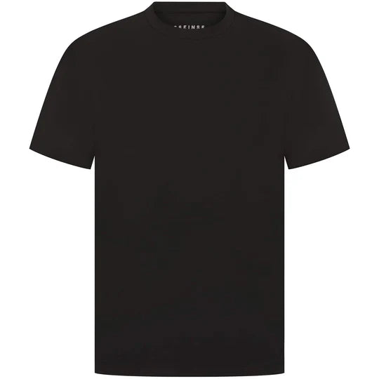 Essential slim fit black men's premium plain cotton t-shirt - 95% cotton, 5% elastane