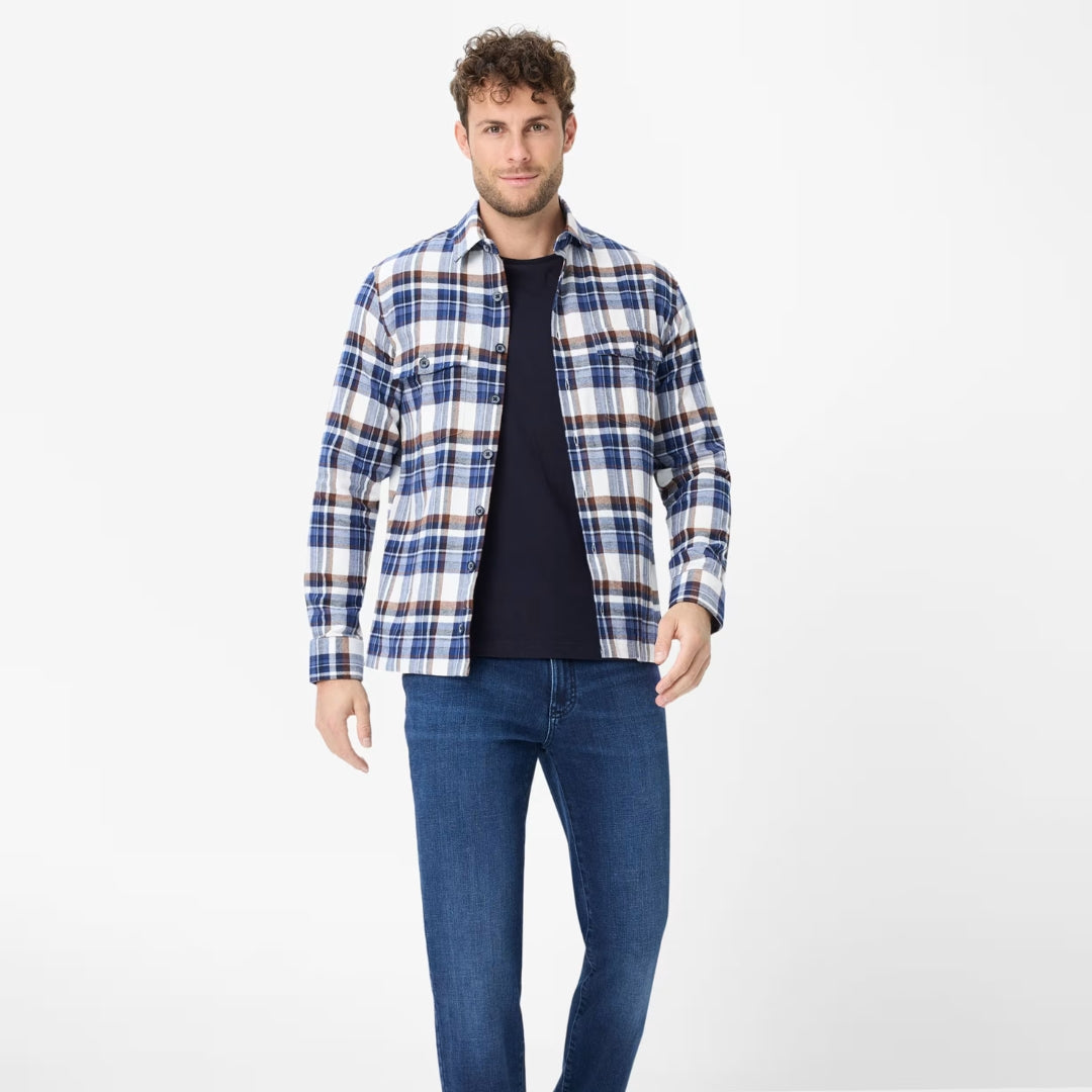 Kay C Blue/Brown Check Flannel Shirt