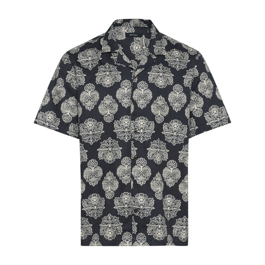 MAKlampo Medallion Print Shirt Navy